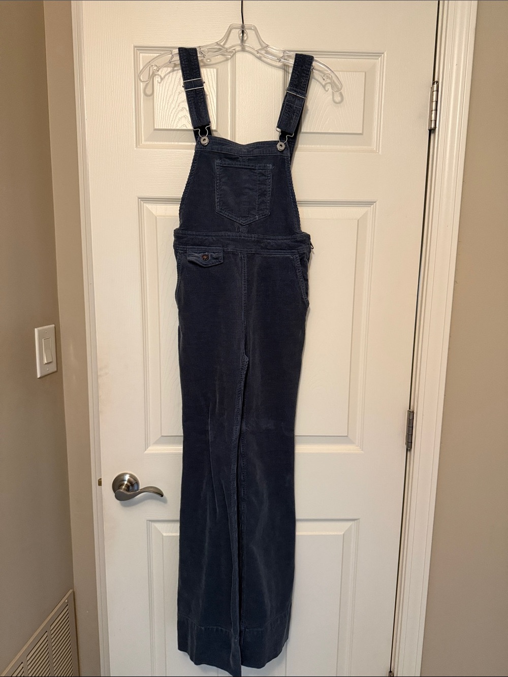 Pilcro and the Letterpress Navy Corduroy Overalls Jumpsuit